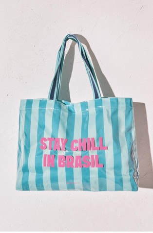 Striped beach bag