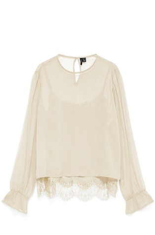 VMLALIE Long sleeved blouse with lace top