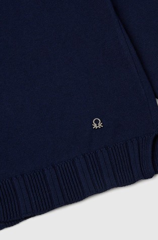 BENETTON Pure cotton crew neck cardigan Dark Blue 3