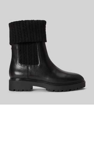Allyson Cable-knit & Leather Bootie