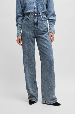 Wide-leg jeans with rhinestones