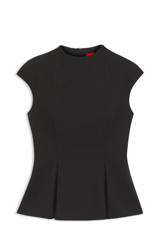 Peplum-hem top with pleat details