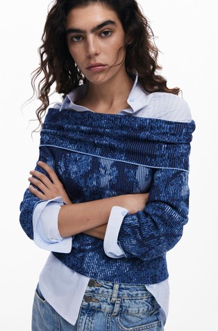 DESIGUAL Open-shoulder sweater Blue 4
