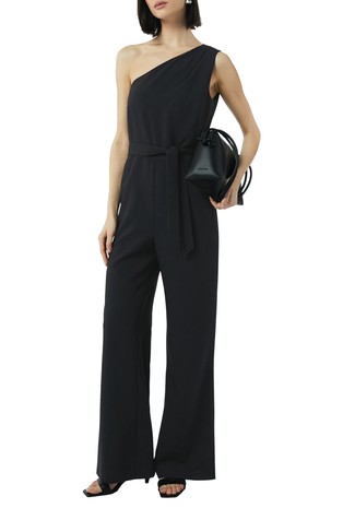 COMMA Formal one-shoulder jumpsuit made of crêpe Blue 3