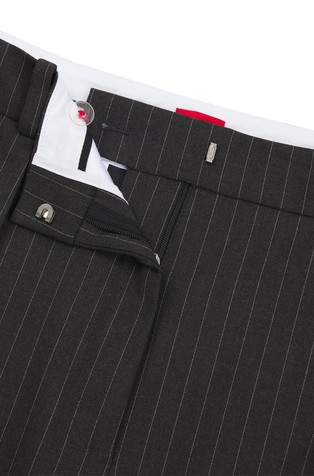 HUGO BOSS Regular fit črtaste hlače iz raztegljive mešanice z viskozo Črna - Black 2