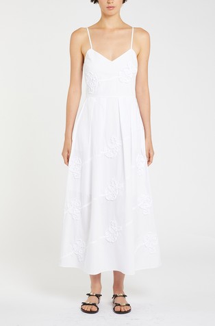 Cotton dress with floral applications