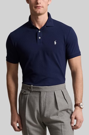 Custom slim fit raztegljiva polo majica z mrežasto strukturo