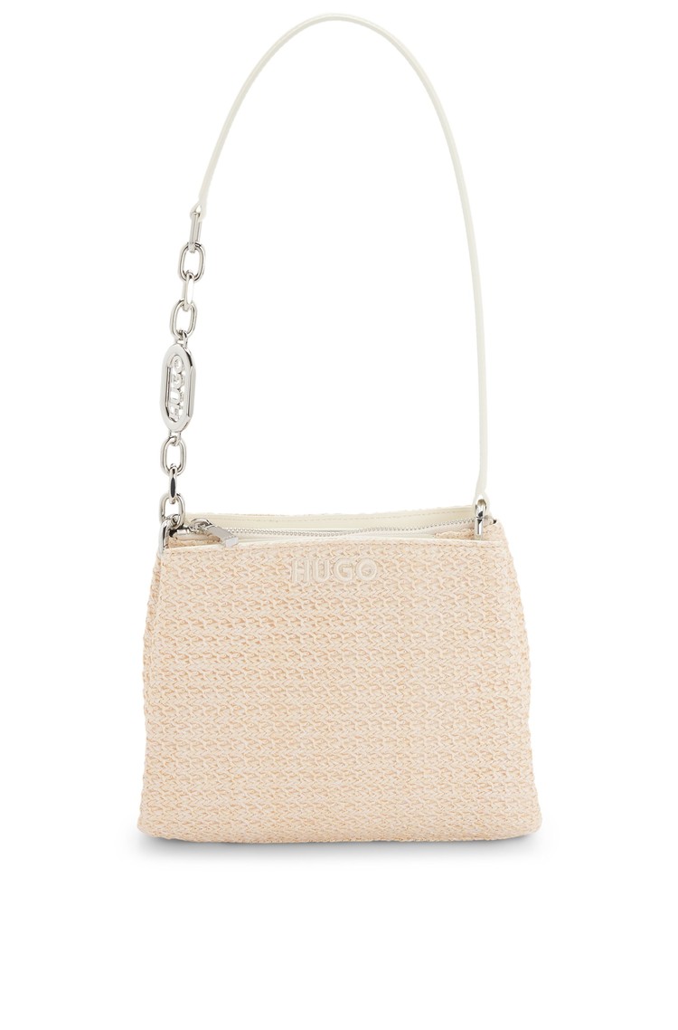 HUGO BOSS Raffia-effect shoulder bag Natural 