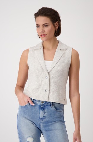 Sleeveless cardigan with lapel collar