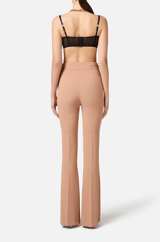 ELISABETTA FRANCHI Crêpe trousers with satin bow Nude 2
