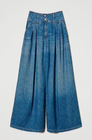 TWINSET Wide leg jeans with pleats Blue 2