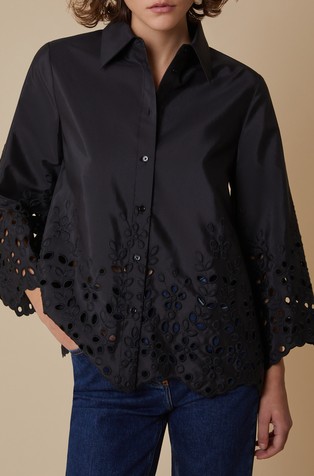 Satin shirt with embroideries