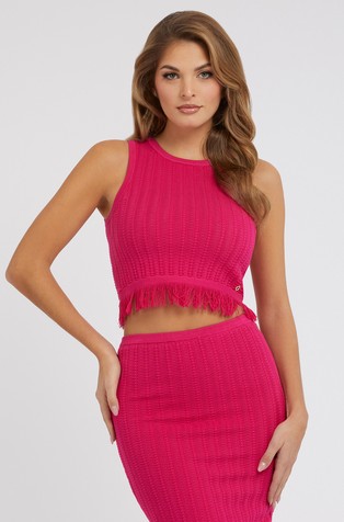 Fringed sweater top