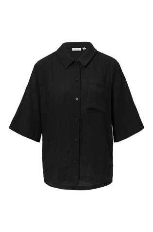 COMMA Relaxed fit short-sleeved shirt in viscose-blend Black 4