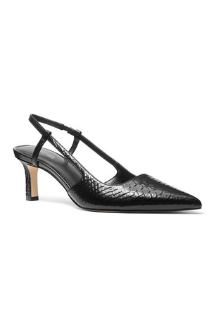 MICHAEL KORS Alora Textured-Leather Slingback Pump Black 2