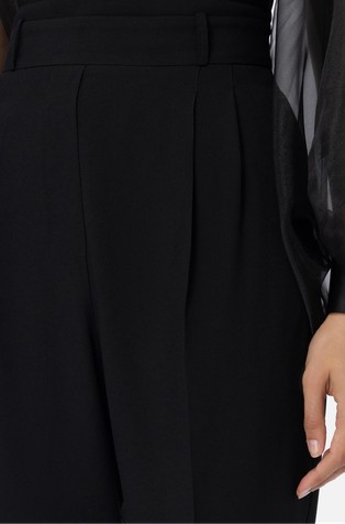 ELISABETTA FRANCHI Ravne hlače iz krep tkanine s satenastim vstavkom Črna - Black 2