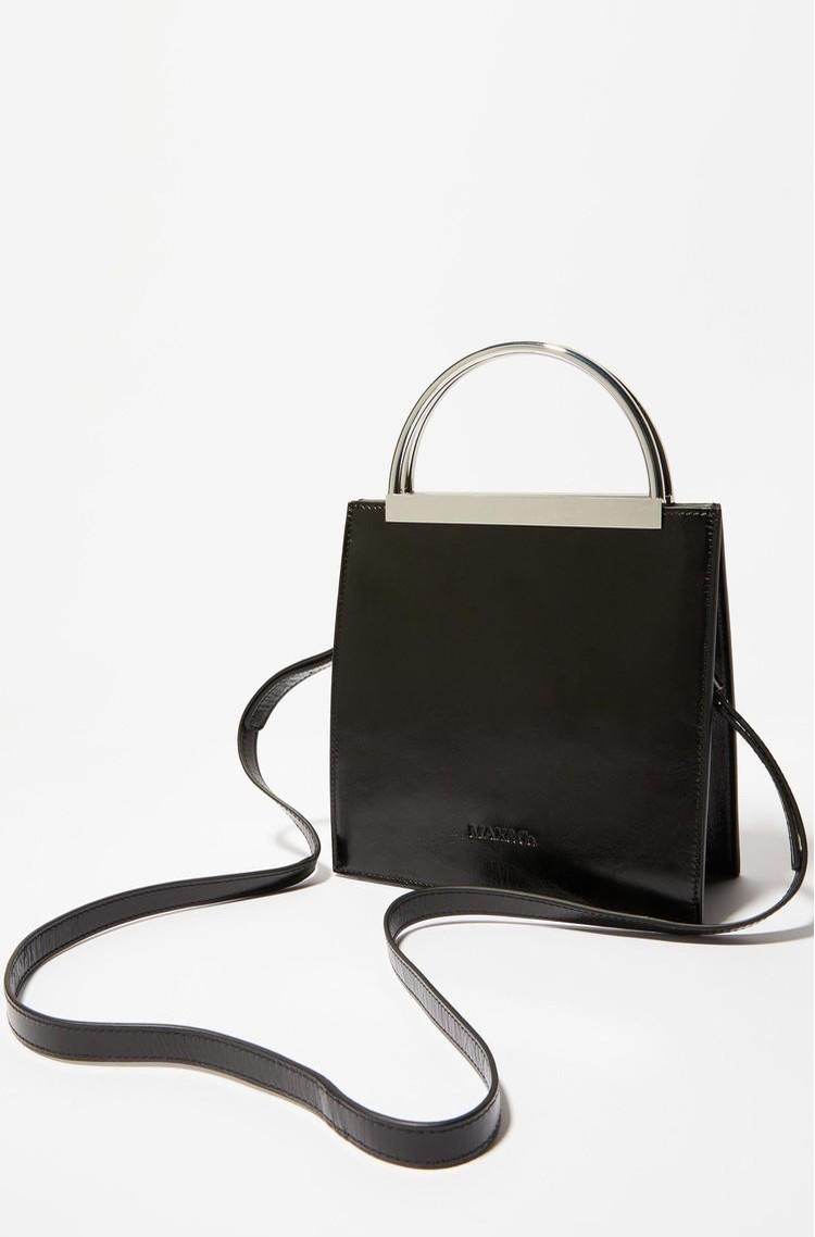 MAX&amp;CO Leather bag with metal handles Black 