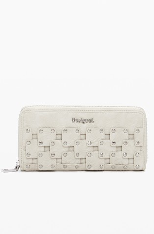 Večja denarnica iz umetnega usnja z zakovicami