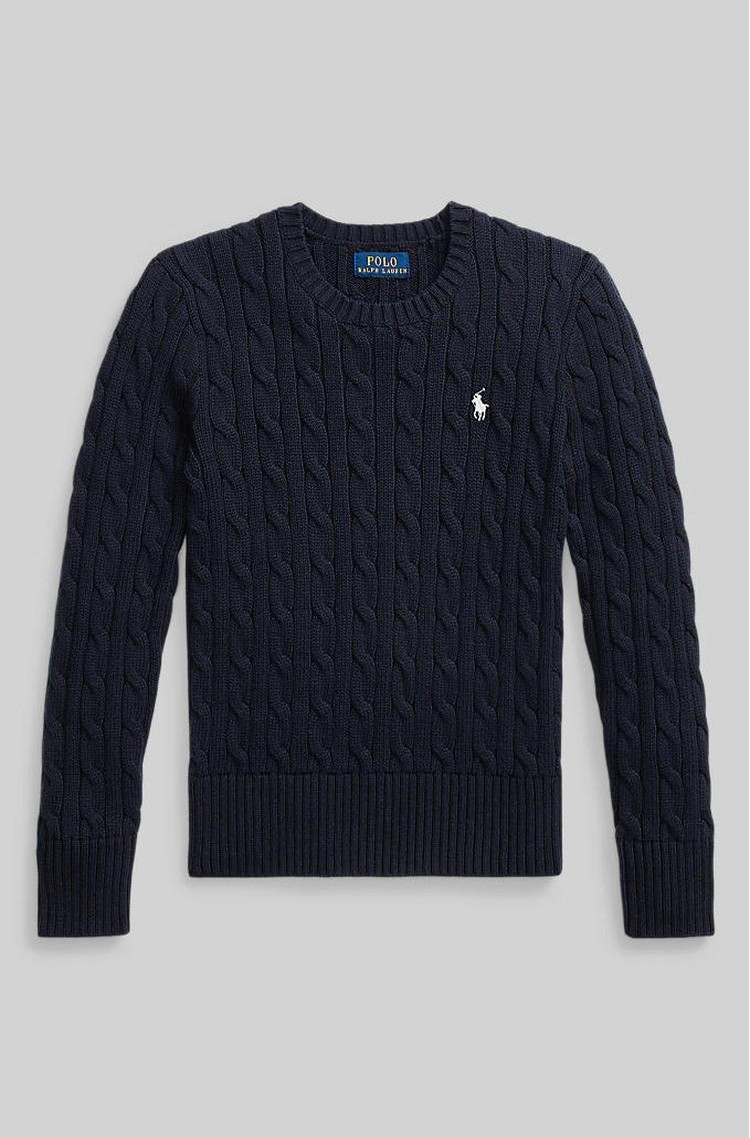 RALPH LAUREN Cable-Knit Cotton Sweater Navy / Nevis 