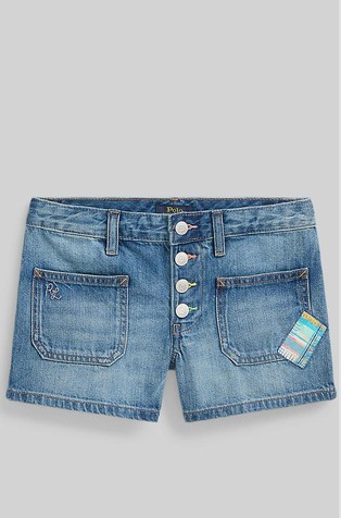 Bombažne denim kratke hlače z našitki