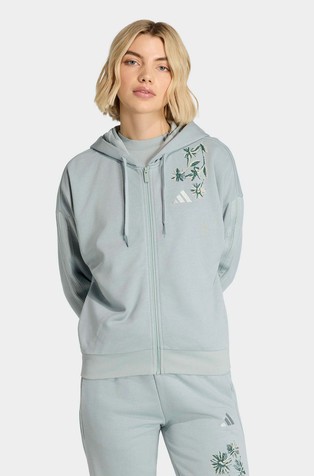 Essentials 3-Stripes French Terry Floral  Full Zip Hoodie