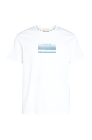 CALVIN KLEIN Bombažna majica s kratkimi rokavi in potiskom Bela - White 5