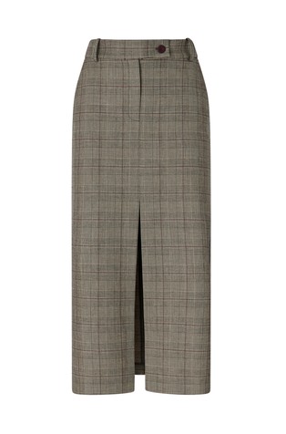 Check calf-length skirt