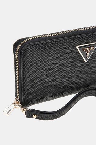 GUESS Laurel velika denarnica s saffiano vzorcem Črna - Black 3