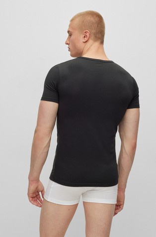 HUGO BOSS Paket 2 slim fit bombažnih spodnjih majic Črna - Black 2