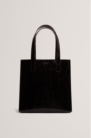 Manjša lakasta tote torbica z vzorcem krokodilje kože
