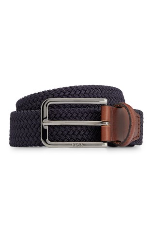 Woven belt with leather facings