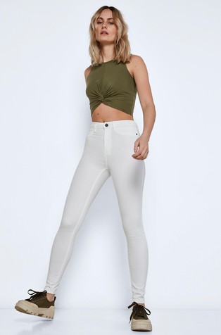 NOISY MAY NMCALLIE high waist skinny fit jeans Bright White 6