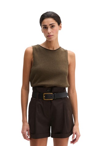 Pletena majica brez rokavov iz organskega bombaža in lana