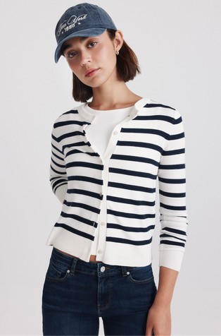Striped knit cardigan