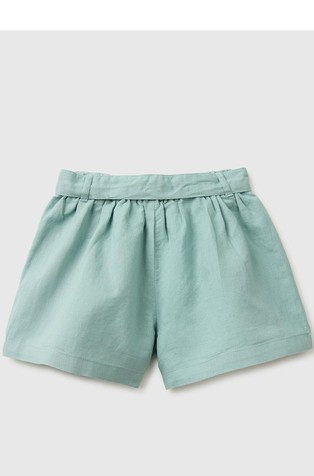 Kratke hlače s pasom iz lanene mešanice