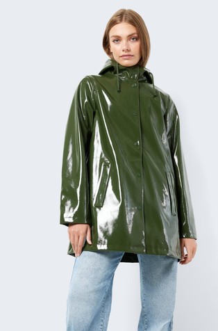 NOISY MAY NMSKY water-repellent vinyl coat Dark Green 5