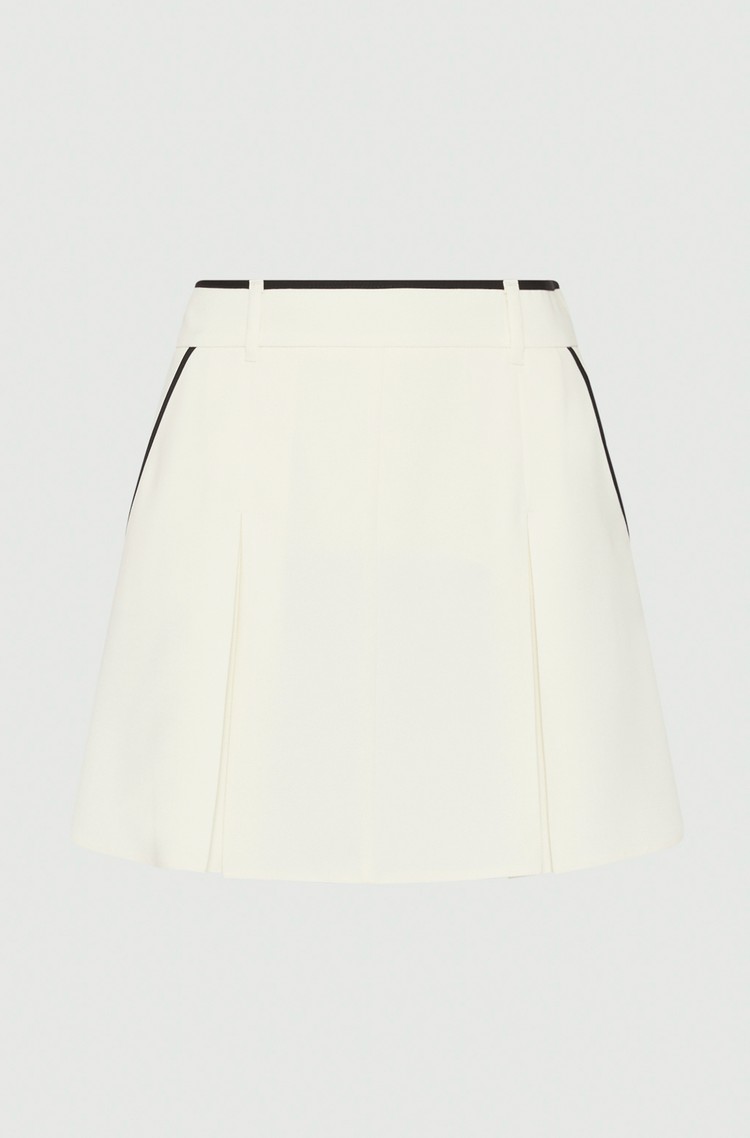 MARELLA Art. 365 kratko krilo z gubami iz envers satena Bela - Wool White 