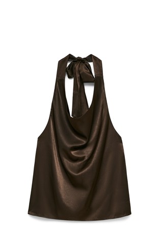 VMCHARM Satenast top s halterneck dizajnom