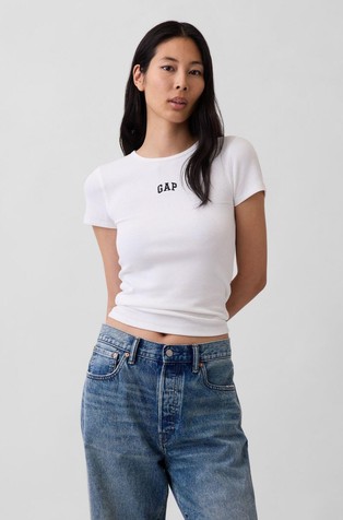Gap logo ženska rebrasta majica s kratkimi rokavi