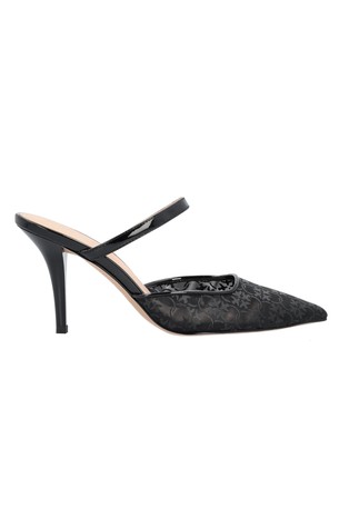 Heeled lace mules