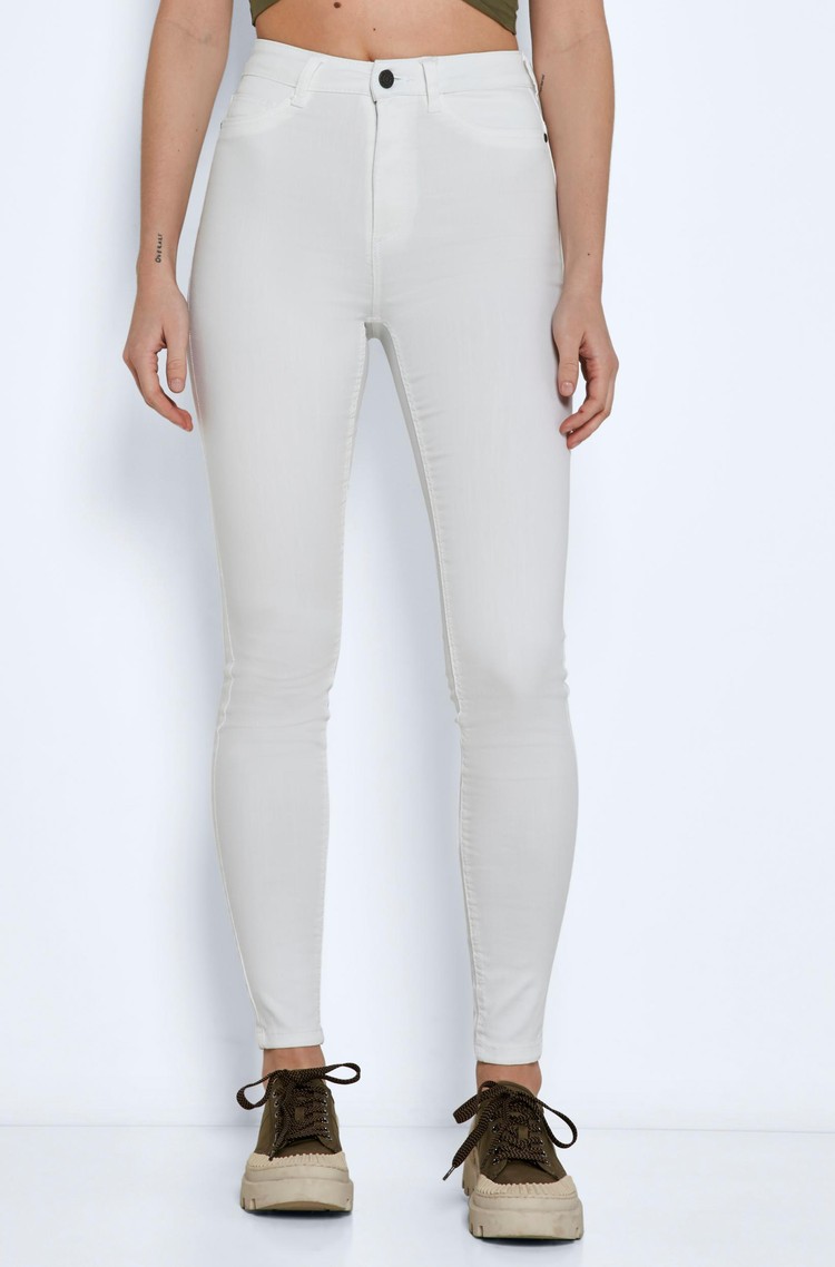 NOISY MAY NMCALLIE high waist skinny fit jeans Bright White 