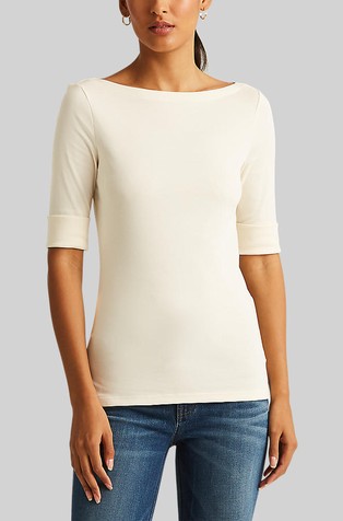 Stretch cotton 3/4 sleeved top