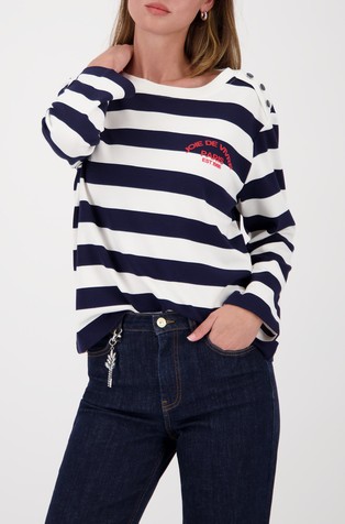 Črtast pulover iz viskozne mešanice