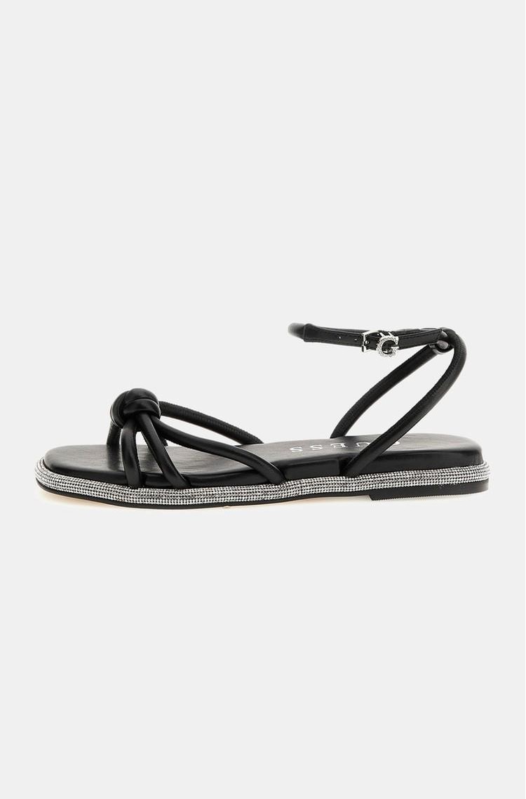 GUESS Slone genuine leather sandal with rhinestones Black 