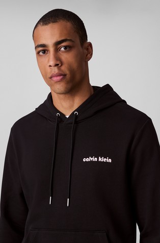 CALVIN KLEIN Pulover s kapuco iz bombažne mešanice Črna - Black 4