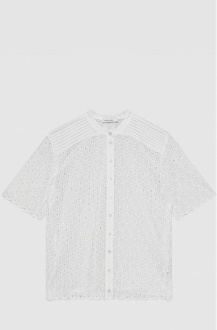 Short sleeve shirt in broderie anglaise