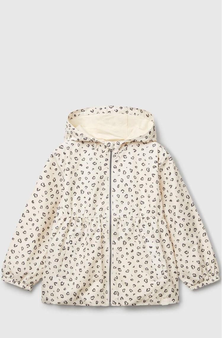 BENETTON Lahka vzorčasta jakna s kapuco Bela - Creamy White 