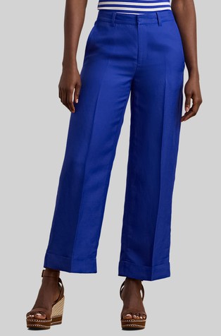 Linen viscose twill cropped pant