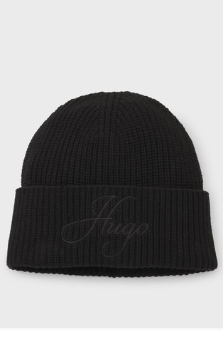 Chunky-knit wool-blend beanie with logo