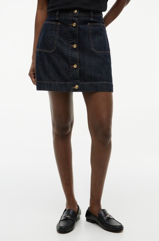 Mini denim krilo z visokim pasom in gumbi